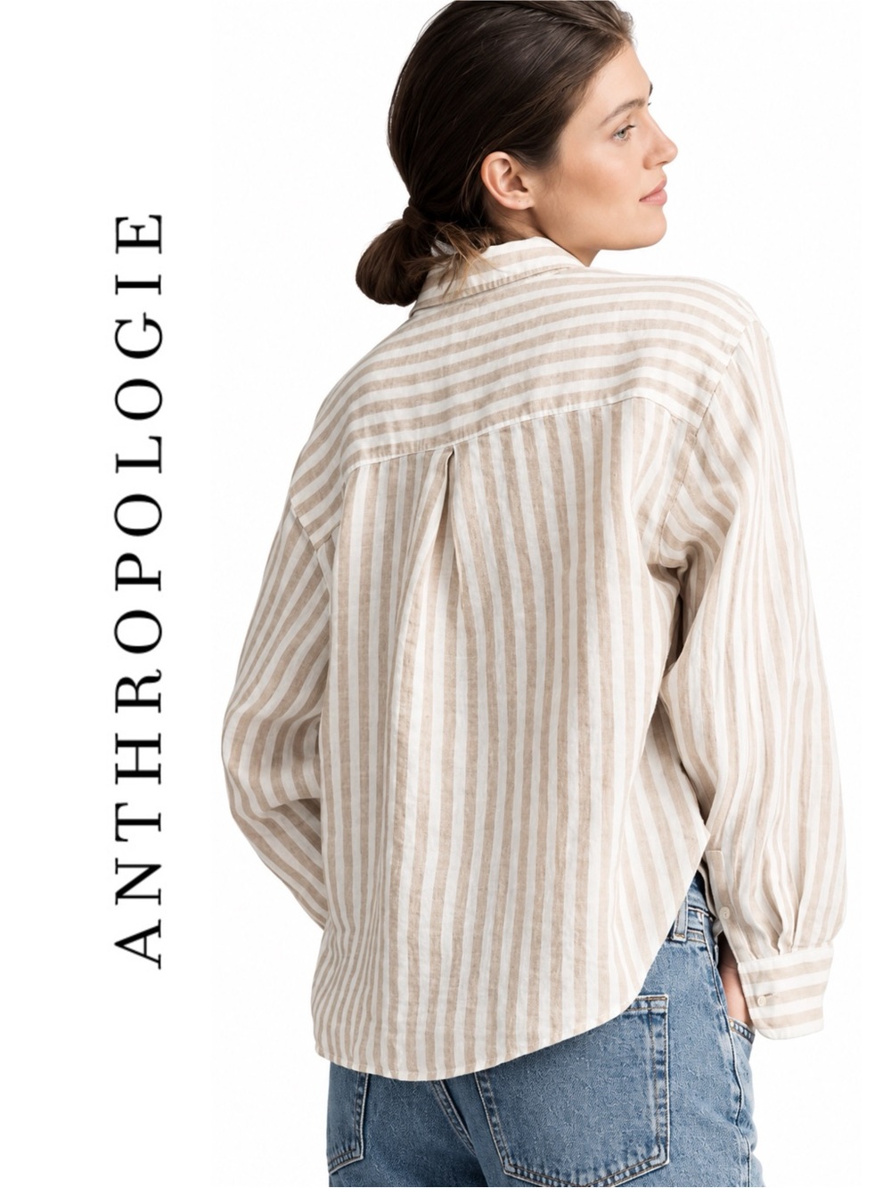Anthropologie Maeve Shrunken Bennet 100% Linen Buttondown Shirt